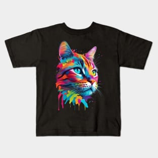 Cute colorful Cat great gift for cat lovers and pet enthusiasts Kids T-Shirt